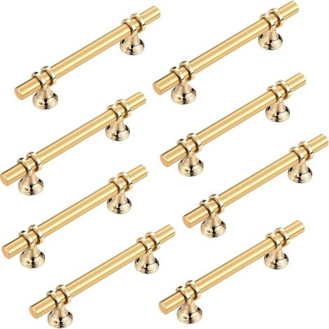 Lot de 8 poignées d'armoire dorées en acier inoxydable,Poignées de tiroir modernes pour armoires de cuisine, commodes de salle de bain et portes de garde-robe (centre des trous de 96 mm) (1/4)