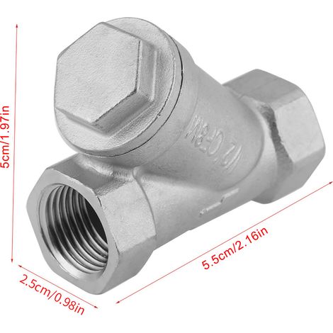 Filtre à eau/gaz en acier inoxydable, filetage DN15 1/2" PT, type Y (1/5)