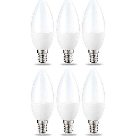Pack of 6 Small LED Flame Light Bulbs with E14 Edison Screw, 5W (equivalent to 40W), Warm White, Non-dimmable