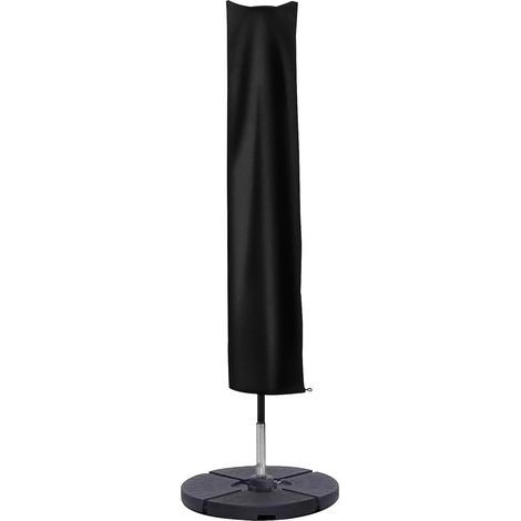 Housse de Parasol de Jardin Imperméable Tissu Oxford 420D avec Fermeture Éclair et Cordon de Serrage Réglable, Anti-UV et Épreuve du Vent pour Jardin et Plage (Noir,168x16x16cm) (1/5)