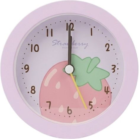 Reloj despertador infantil, analógico, con luz nocturna, color morado, funciona con pilas. (1/2)