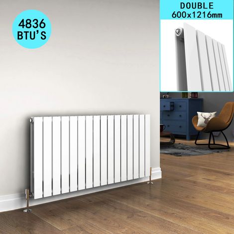 ELEGANT White Horizontal Radiator Designer Central Heating Rad 600x1216mm Double Panel Radiator (1/5)