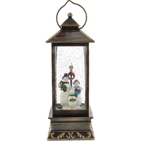 Festive 27cm Battery Operated Christmas Led Water Spinner Lantern Snowman Scene (1/3)