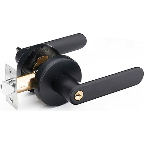 Poignée Porte Aluminium Ronde Noire Taille Serrure 60/70mm Design Contemporain pour Intérieur (1/3)
