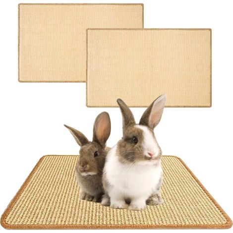 Set of 2 Rabbit Scratching Mats 60 x 40 cm Claw and Teeth Care Mat for Rabbit Cage Sisal Mat for Rodents Litter Mat Rodents Chew Toys for Hamsters Guinea Pig (1/5)