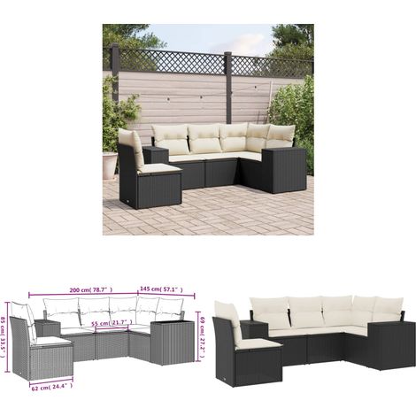 Salon de jardin 5 pcs avec coussins noir résine tressée - Ensemble Salon De Jardin - Meuble Extérieur - Résine Tressée - Rotin Synthétique - Mobilier De Jardin - Home & Living (1/3)