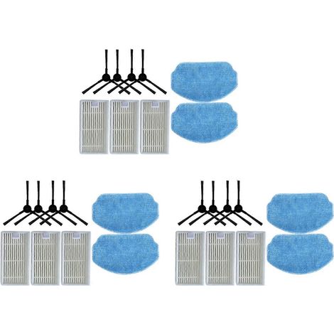 Lot de 3 pièces de rechange pour aspirateur robot Midea VCR04W : accessoires, brosse latérale lavable, filtre HEPA et chiffon de nettoyage. (1/5)