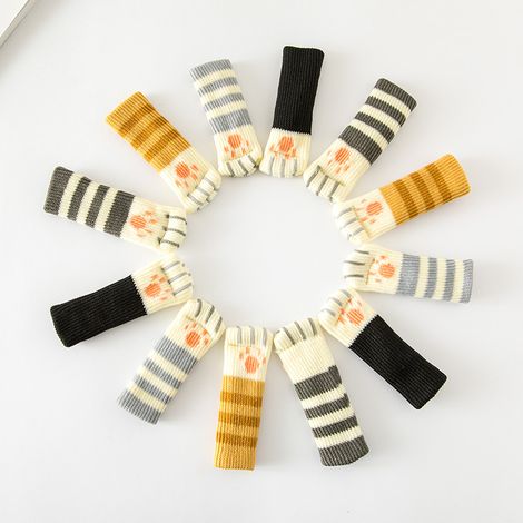 CSPARKV 16 piezas de calcetines para patas de silla, calcetines elásticos para patas de silla, protector de patas de silla de punto, lindos calcetines para patas de silla con forma de pata de gato par