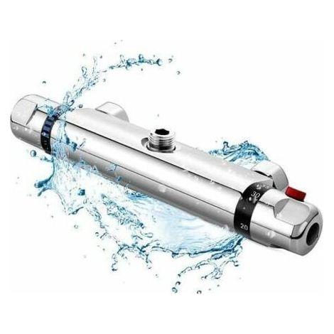 Mitigeur thermostatique de douche, robinet de baignoire thermostatique tout en cuivre, protection de sécurité avec 38℃ Bouton anti-brlure, mitigeur de baignoire Réglage précis de la température et du (1/5)
