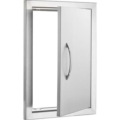 Porte d'accès pour barbecue, porte simple de cuisine extérieure 355 x 508 mm, porte encastrée en acier inoxydable, porte murale verticale avec poignée, pour îlot de barbecue, station de grillades, meu (1/5)