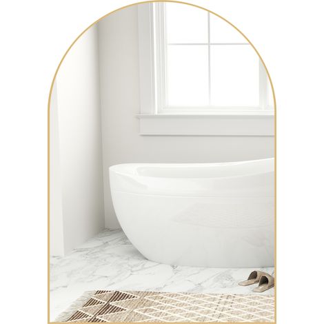 Miroir mural arqué cadre aluminium salle de bain 50 × 70 cm