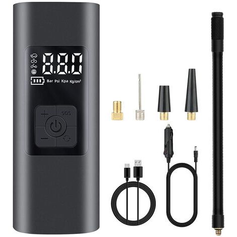 6000mAh Mini Compresseur Portatif Gonfleur de Pneu de Voiture 150Psi Pompe à vélo électrique avec SOS Light Pompe à air Rechargeable avec Grand écran LCD pour pneus de Voiture Boules de Moto
