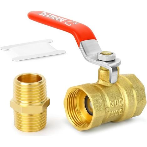1PCS Brass Mini Ball Valve Kit, 3/4 Inch Female x Female Thread Pipe Fitting with Nipple (1/4)