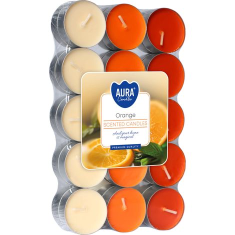 Velas aromáticas Aura Candles, color naranja, 30 unidades. (1/4)