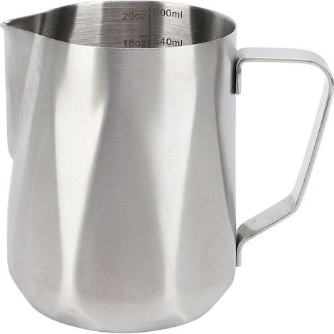 Pichet à lait professionnel en acier inoxydable 304 avec bec verseur conique et motif en losange, pour café et latte macchiato