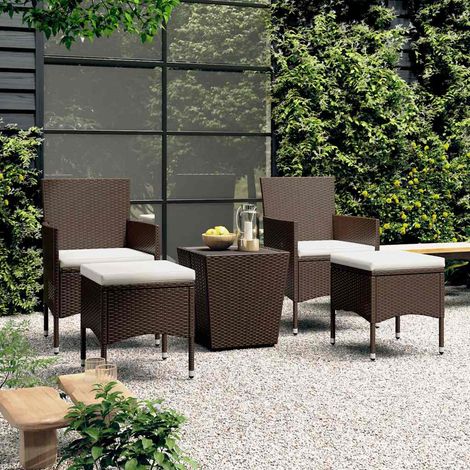 Ensemble de bistro de jardin 5 pcs-Salon de jardin bistro poly rotin et verre trempé 114197 (1/5)