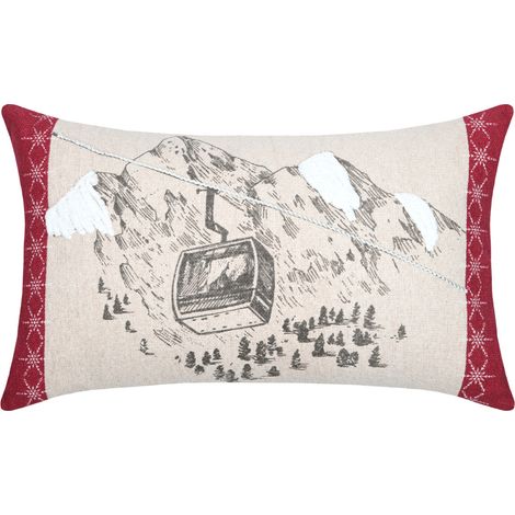 Coussin déco montagne télécabine Naturel 30x50 cm (1/2)