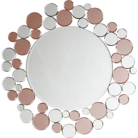 Miroir Mural Design "Bubble" 80cm Argent & Rose (1/3)