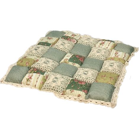 Coussin Chaise - Coton Patchwork - Bordure Dentelle - Antidérapant - Pour Cuisine Salle À Manger - 1 Pièce (1/5)