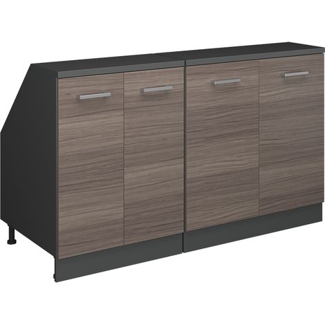 Meuble sous pente R-Line, Gris noble, 140cm Lot de 2 caissons 60 cm de profondeur, Vicco