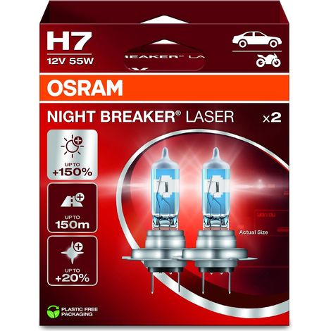 NIGHT BREAKER LASER H7, 150% de luminosité en plus, lampe phare halogène, 64210NL-2HB, 12V, Boîte pliante suspendue (2 lampes), white (1/5)