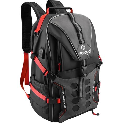 Mochila para moto, impermeable, de gran capacidad, roja. (1/2)
