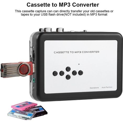 Convertisseur Audio Portable Cassette vers MP3 avec Lecteur USB et Enregistreur (1/5)