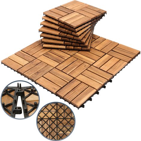 Jiubiaz 99STK Holzfliese Akazie 30 x 30 cm Terrassenplatten Klicksystem Außen Klickfliesen Balkon Terrassenfliesen Holz,wetterfest rutschfest
