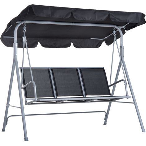 Columpio de jardín de 3 plazas con toldo de metal gris 171x108x154 cm (1/5)