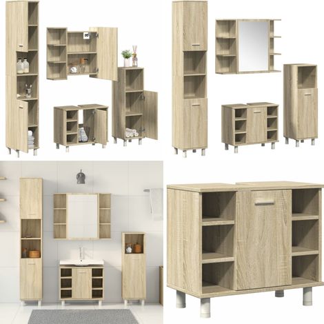 vidaXL 4-tlg. Badmöbel-Set Sonoma-Eiche Holzwerkstoff (1/5)