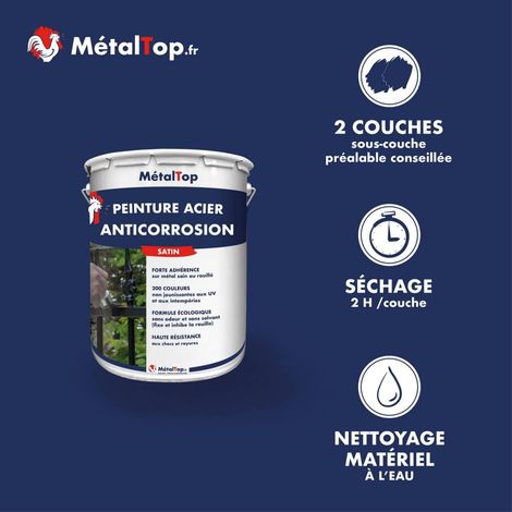 Peinture Acier Antico - 0.4 L - Bombe 400 mL - 9005 - Noir foncé - Metaltop (1/5)