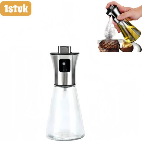 Vaporisateur d'huile rechargeable conique avec bouteille en verre 200 ml pour cuisson friteuse à air barbecue et four noir (1/5)