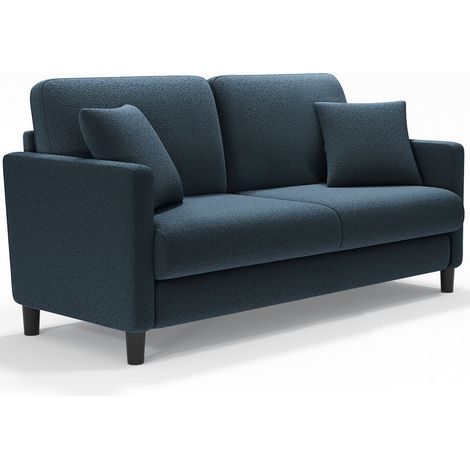 Divano a 2 posti Neche, piccolo divano in velluto stile orsacchiotto, montaggio senza attrezzi, ideale per soggiorno, camera da letto, ufficio, L 148 cm, blu-grigio (1/5)
