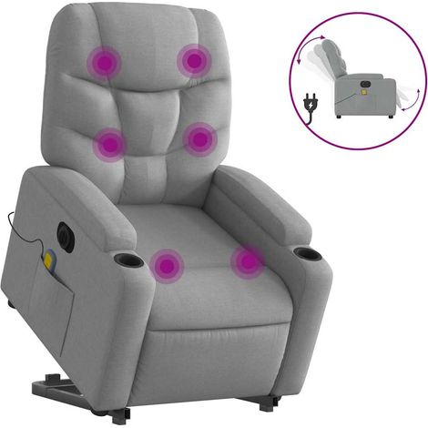 Maison Exclusive - Poltrona Alzapersona Massaggi Elettrica Grigio Chiaro Tessuto
