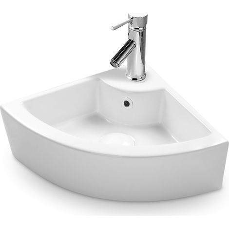 Eck Keramik Waschbecken Gäste WC 46x32 cm (1/5)
