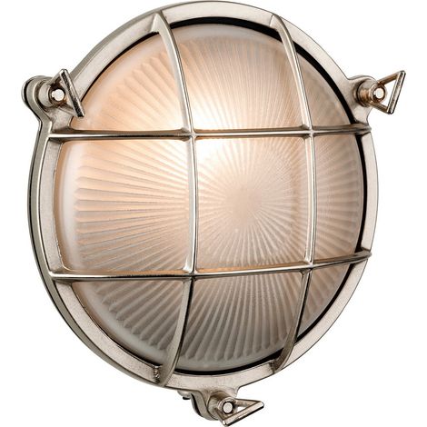 Firstlight Nautic - Cloison extérieure à 1 ampoule, nickel affleurant, verre dépoli IP64, E27