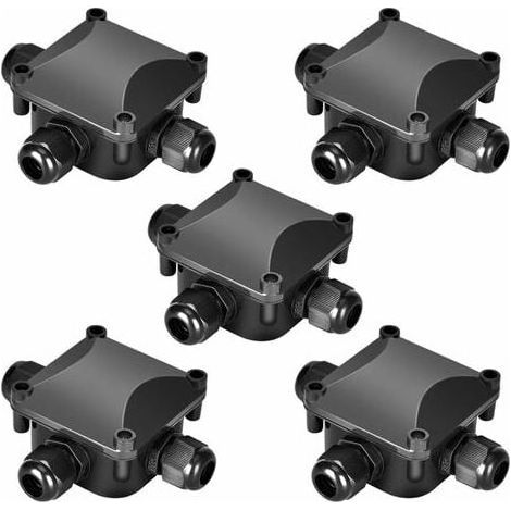 Lot de 5 boîtes de jonction étanches IP68 230 V Noir (1/4)