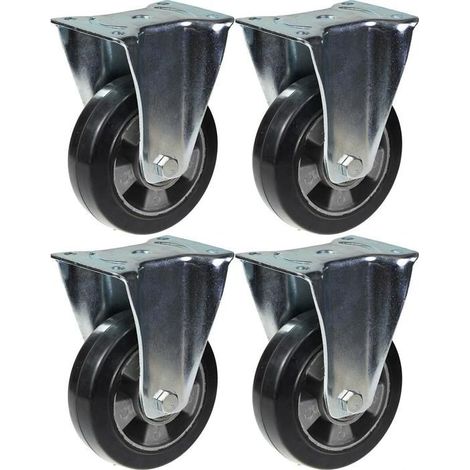 Rollen - 152 mm - Schwarzes Gummi - Fest - Tragfähigkeit 1320 kg - Set von 4