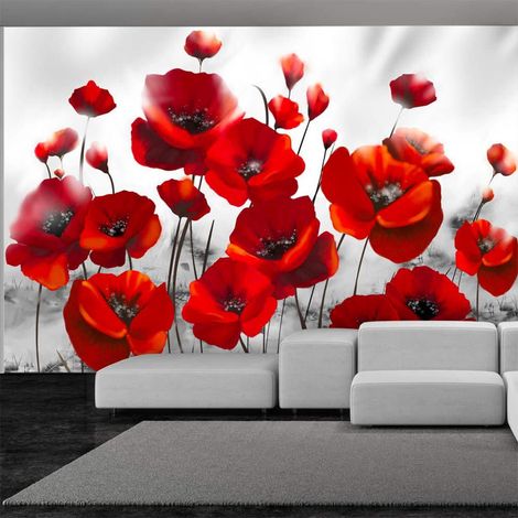 Papier peint coquelicots au clair de lune - 400 x 280 cm (1/4)