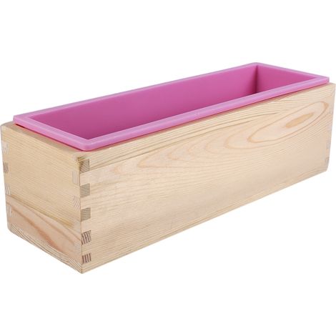 Moule à savon rectangulaire en silicone avec boîte en bois, outil de bricolage pour gâteaux, pains et toasts.