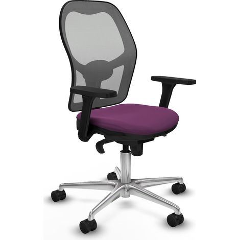 Jorquera sincro malla gris similpiel morado brazos 3D base aluminio ruedas 65mm nailon (1/5)