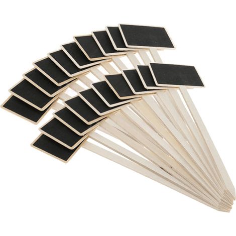 Tableau Noir Mini DIY en Bois - Lot de 20 Ardoises de Jardins 7.4x5.4cm avec Batons 24cm (1/5)
