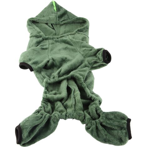 Costume Dinosaure Pour Chien Et Chat - Vêtement Hivernal En Velours Corail Avec Ouverture Abdominale - Taille XXL (1/5)