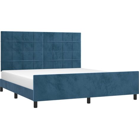 Estructura cama con cabecero terciopelo azul oscuro 180x200 cm vidaXL (1/4)