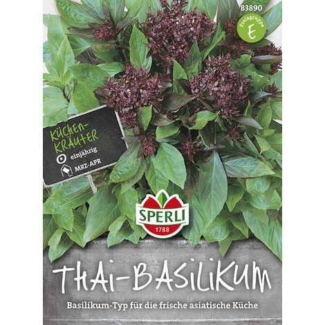 Sperli – Basilic thaï Siam Queen – Graines d'aromatiques, hauteur env. 70 cm (1/2)