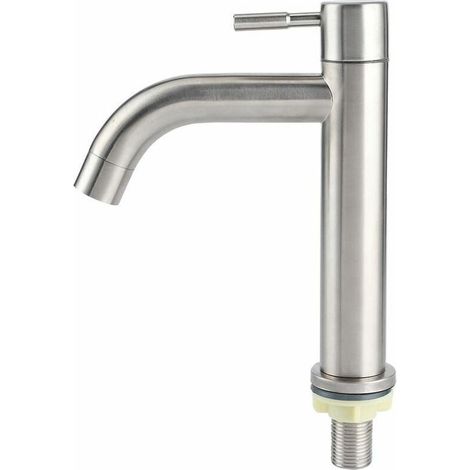 Robinet simple de lavabo en acier inoxydable 304 – Finition brossée – Technologie d'étanchéité en céramique – Grand bassin monotrou (1/4)