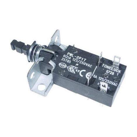 PWL2P1TL6SASHA Interrupteur sectionneur 250 V/AC 6 A – Bouton-poussoir à accrochage – 1 pc – Connexion cosses plates 2.5 mm
