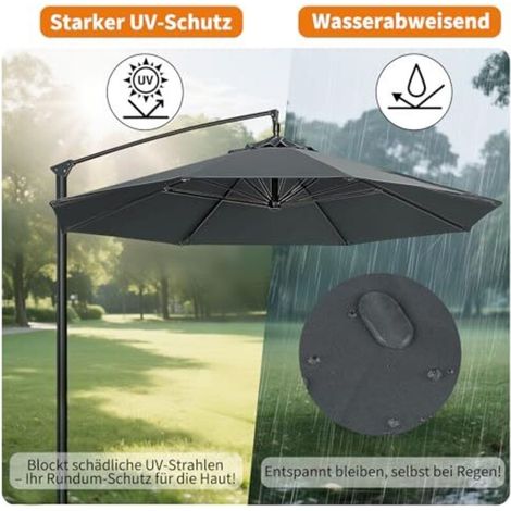 Housse de rechange pour parasol 2 m, 2,5 m, 2,7 m, 3 m, 6/8 baleines, housse de parasol de jardin, toile de parasol déportée, housse de remplacement pour cour, jardin, plage, piscine (1/4)