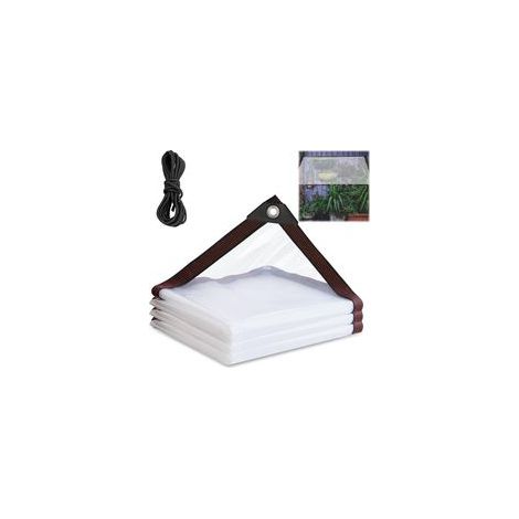 Bache Pergola Jardin Exterieur en PVC 2×2M avec Œillets et Corde Transparente Bâche de Protection Extérieur Impermeable Foin Isotherme Poulailler pour Plantes Meubles Bateau Camion Bois de Chauffage