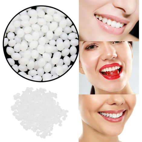 Billes thermiques pour réparation dentaire temporaire, comblement de dents manquantes et cassées, matériau de thermoformage pour fixation de prothèse (1/5)
